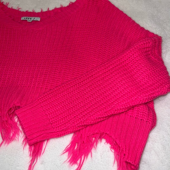 Love J Pink Frayed Hem Sweater - Picture 3 of 4